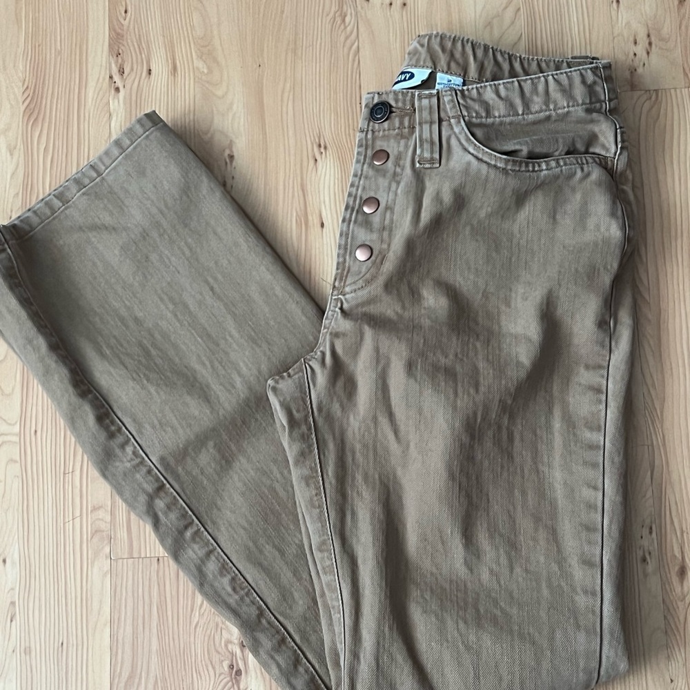 Old Navy Women’s Sz 2 Vintage Tan Denim Jeans Pants Button Fly